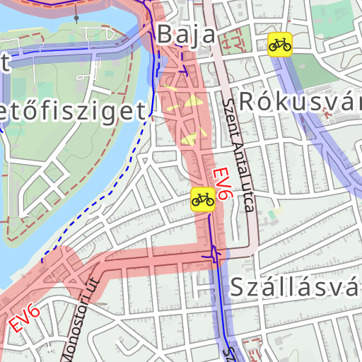 térkép baja Baja Magyarország kerékpárút térkép